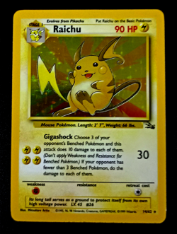 Raichu 14/62 Holo Rare Fossil Unlimited LP with Free eBay Shipping - Image 1