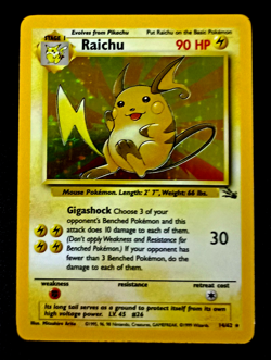 Raichu 14/62 Holo Rare Fossil Unlimited LP with Free eBay Shipping - Image 3