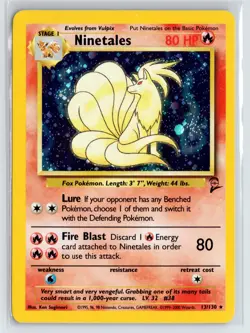 Pokemon Base Set 2 #013/130 Ninetales Holo Rare,Holo Moderately played - Image 1