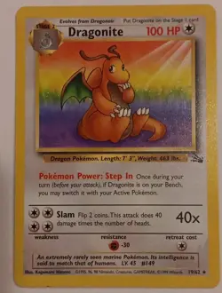 Dragonite 19/62 Fossil Rare Vintage Pokemon TCG - Image 1