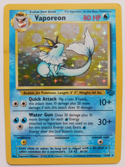 Vaporeon Pokemon Card Holo WOTC 12/64 Jungle Set Rare Vintage 1999 Original MP - Image 1