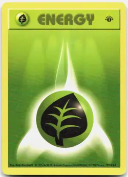 Grass Energy 99/102 Common Base Set Shadowless Pokemon 1st Edition NM/LP - Image 1