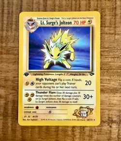 Lt. Surge's Jolteon 28/132 1st Edition 2000 Pokemon Gym Challenge Rare Non Holo - Image 1