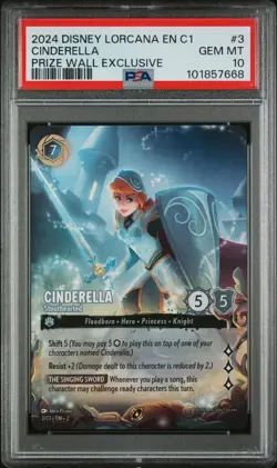 DISNEY LORCANA EN C1-LORCANA CHALLENGE PROMO #3 CINDERELLA - STOUTHEARTED PSA 10 - Image 1