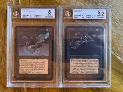 MTG Alpha 2 Card Graded Lot, BGS 5.5 Terror, BGS 8 Frozen Shade - Image 1