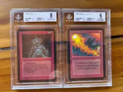 MTG Alpha 2 Card Graded Lot, BGS 8 Uthden Troll, BGS 6 Red Elemental Blast - Image 1