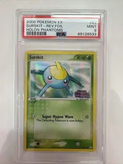 2006 Pokemon EX Holon Phantoms 82 Surskit Reverse Foil PSA 9 30 - Image 1