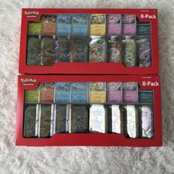 Lot (2) Pokemon TCG: Prismatic Evolutions 8-Pack Mini-Tins Promos Costco Bundle - Image 1