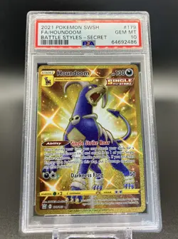 HOUNDOOM 179/163 Secret Gold Rare Holo PSA 10 2021 Battle Styles Pokemon - Image 1