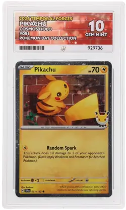 Pikachu 2026 Pokemon Day Promo ACE 10 Perfect Sub Grades Cheeky Butt Fart Swirl - Image 1