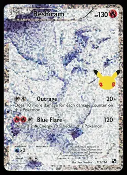 Reshiram 113/114 Holo Celebrations Classic Collection Pokemon Card - Image 1