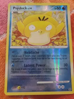 Psyduck 87/127 Platinum Reverse Holo Common Pokemon Card Tomokazu Komiya LP - Image 1