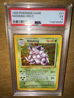 Pokemon Nidoking 11/102 Classic 1999 Base Set Holo! PSA 5 EX! - Image 1