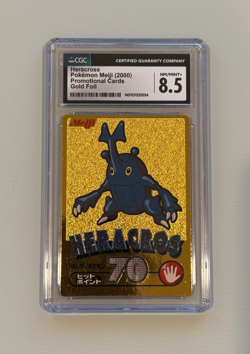 Heracross Meiji Promotional Card Gold Foil (2000) Japanese CGC NM/Mint+ 8.5 - Image 1