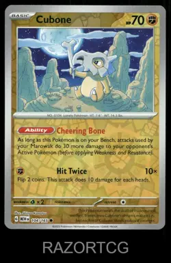 CUBONE 104/165 C 151 POKEMON REVERSE HOLO NM/M - Image 1