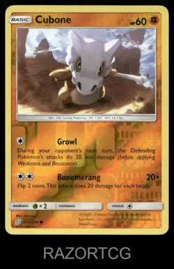 CUBONE 105/236 C UNIFIED MINDS POKEMON REVERSE HOLO LP - Image 1