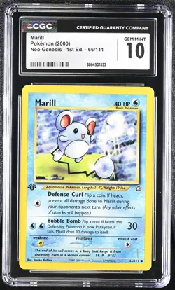 CGC 10 Marill 66/111 1st Edition Neo Genesis Pokemon 2000 - Image 1