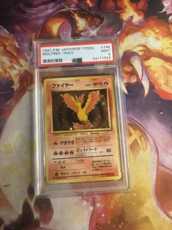 Pokemon TCG 1997 Japanese Mystery of the Fossils Moltres Holo #146 PSA 9 - Image 1