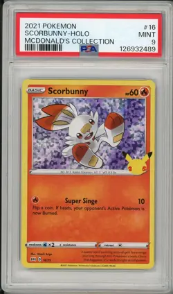 2021 Pokemon Mcdonald's Collection Scorbunny Holo #16 PSA 9 - Image 1