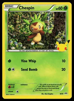 Chespin 006/025 Holo McDonald's 25th Anniversary Promo Pokemon Card - Image 1