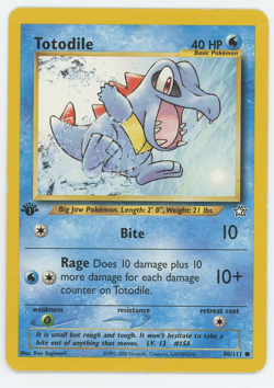 Totodile 80/111 1st Edition Common Neo Genesis Pokemon Card 2000 WOTC First - Image 1