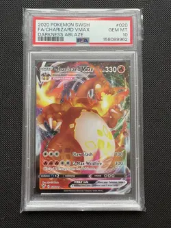 PSA 10 Charizard VMAX Darkness Ablaze Full Art Pokemon Card 020/189 - Image 1