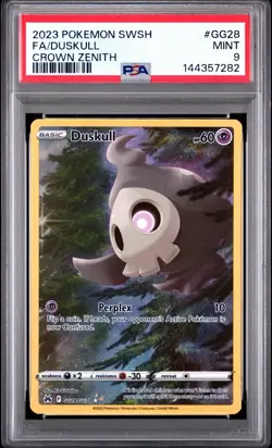 2023 POKEMON SWORD AND SHIELD CROWN ZENITH #GG28 FA/DUSKULL PSA 9 - Image 1
