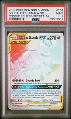POKEMON 2019 SM SOLGALEO & LUNALA GX COSMIC ECLIPSE SECRET #254 PSA 9 - Image 1