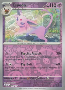 ESPEON 086/197 UNCOMMON OBSIDIAN FLAMES POKEMON REVERSE HOLO NEAR MINT - Image 1
