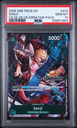 One Piece Sanji EB01-014 Championship 25-26 Celebration Pack PSA 10 GEM MINT - Image 1
