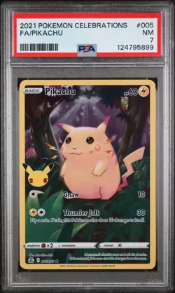 2021 Pokemon Pikachu 005/025 Celebrations Holo Full Art PSA 7 (NEW CERT) - Image 1