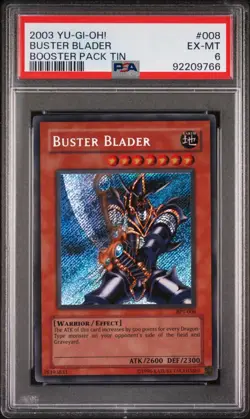 2003 YU-GI-OH! BOOSTER PACK TIN 008 BUSTER BLADER PSA 6 EX-MT - Image 1