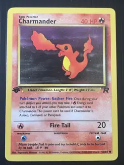 Pokemon Charmander 50/82 Team Rocket 1st Edition Common WOTC English LP - Image 1