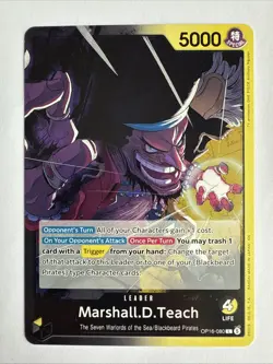 One Piece CCG TCG OP16-080 Leader Marshall D.Teach The Time Of Battle English - Image 1