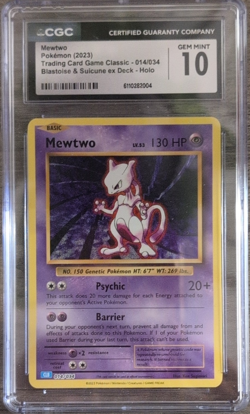 Pokemon Mewtwo 014/034 Trading Card Game Classic CGC 10 GEM MINT Holo 130 HP - Image 1
