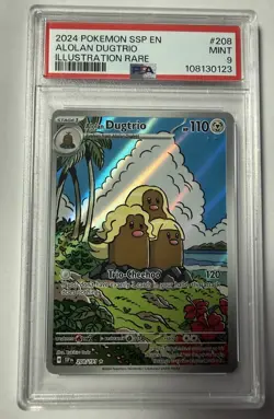 Pokemon Alolan Dugtrio Card 208/191 Scarlet & Violet Surging Sparks PSA 9 - Image 1