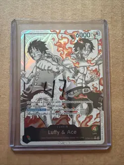 One Piece ST30-001 Luffy & Ace Leader Alternate Art Parallel ENG Full Art Card - Image 1