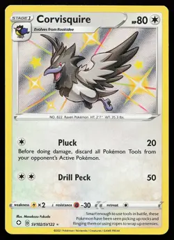 Corvisquire SV102/SV122 Holo Shiny Rare Shining Fates Shiny Vault Pokemon Card - Image 1
