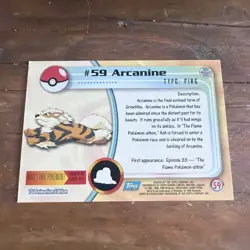 Topps Blue Label Pokemon Tv Animation Edition Card #59 Arcanine Pokemon - Image 4