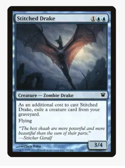 MTG Stitched Drake #80 Innistrad (ISD) Magic Card In Protective Sleeve - Image 1