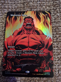 Monstrous Rage Borderless Foil Marvel Super heroes Mtg Nm 0072 - Image 1