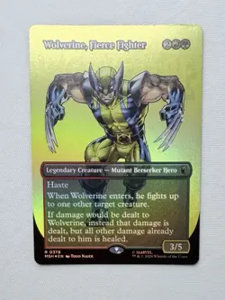Wolverine, Fierce Fighter 0378 Borderless Foil Marvel Super Heroes MTG NM - Image 1