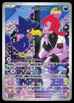 Team Rocket's Murkrow 200/182 Illustration Rare Destined Rivals Pokemon Card - Image 1