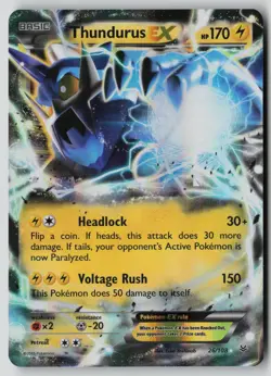 Thundurus EX 26/108 Holo EX Rare Roaring Skies Pokemon NM - Image 1