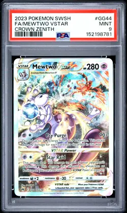 2023 POKEMON SWORD & SHIELD CROWN ZENITH #GG44 FULL ART/MEWTWO VSTAR PSA 9 - Image 1