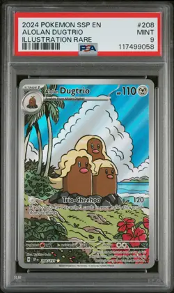 Alolan Dugtrio 208/191 Illustration Rare Ssp En Surging Sparks Pokemon PSA 9 - Image 1