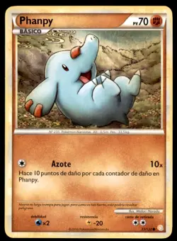 2010 Pokemon HeartGold & SoulSilver Phanpy Spanish #77 Basic/Common - Image 1