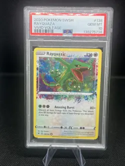 2020 Pokemon RAYQUAZA #138/185 Sword & Shield Vivid Voltage Amazing Rare PSA 10 - Image 1