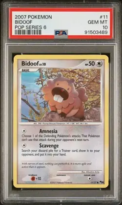 Pokemon - PSA GEM MINT 10 - POP 2 - Bidoof 11/17 - 2007 Pop Series 6 - Image 3