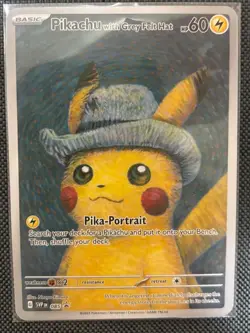 Pikachu with Grey Felt Hat 085, Pokemon Scarlet & Violet Van Gogh Promo Card. - Image 1